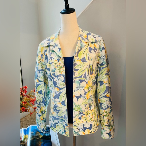 TALBOTS Jacket Women's Tropical Hibiscus Floral Button Down - Picture 3 of 12